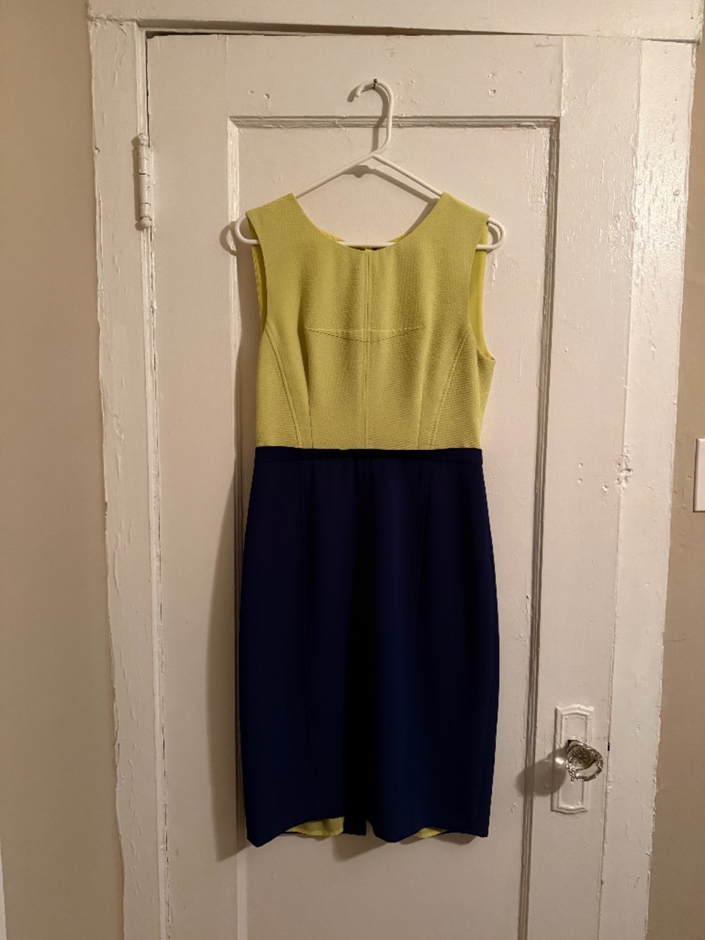 BCBG color block fitted blue and yellow dress (sz 12)